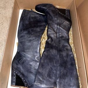 UGG leather black knee high boot 9